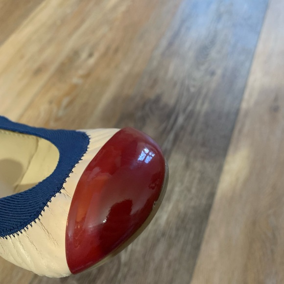 J. Crew cream flats with red and blue accents & elastic size 5.5 - Picture 5 of 9
